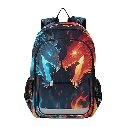 ALAZA Ice & Fire Dragons Laptop Backpack Purse for Women Men Travel Bag Casual Daypack with Compartment & Multiple Pockets - color: Angry Dragons