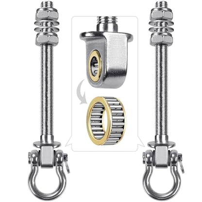 SELEWARE Heavy Duty Bearing Swing Hangers, 2 Pack Stainless Steel Swing Set Hooks for Wood and Steel Beam, for Hammock, Yoga Swing, Porch Swing, Heavy Bag, 5" x M2/5", 1500LB Capacity - color: 2 Pack Bearing Hangers (5" X M2/5" Threaded Rod)