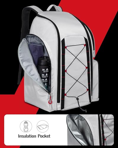 Smasrob Football Equipment Bag, Football Backpack, Football Gear Bag | Separate Shoe Compartment, Insulated Pocket and Fence Hooks, for Adult and Youth - color: Grey