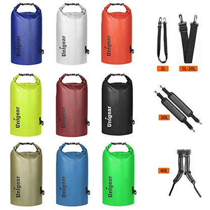 Unigear Dry Bag Waterproof, 2L/5L/10L/20L/30L/40L Floating and Lightweight Bags for Kayaking, Boating, Fishing, Swimming and Camping with Waterproof Phone Case - color: Red, size: 2L