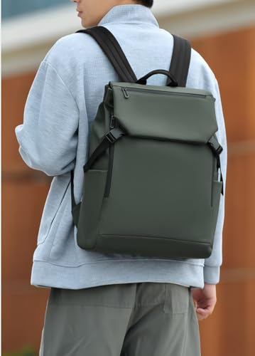 Men's Modern Professional Laptop Backpack, Black Waterproof Business Travel Bag with Multiple Compartments, Large Capacity (green) - color: Green