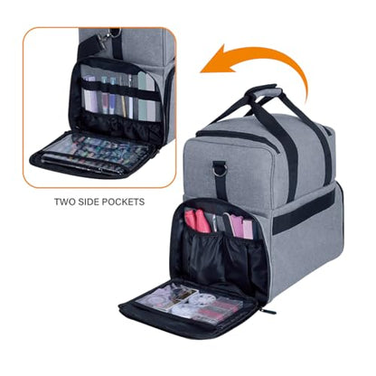 Large Makeup Cosmetic Bag with 3 Removable Case and 2 Removable Dividers Double Layer Travel Storage Organizer, Makeup Brushes Storage Section Grey - color: Grey