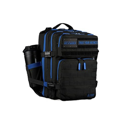 WOLFpak 35L Athletic Gym Backpack - Durable 1000D Waterproof Oxford Material with MOLLE Webbing, Laptop Pocket & Dual Cup Holders, Durable Fitness/Travel/Military Daypack (Blue Wolf) - color: Blue Wolf