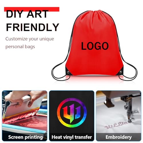 Grneric 50Pcs Drawstring Backpack Bulk Cinch Bag, Drawstring Bags Polyester for Gym Sports Beach Party Trip (Red) - color: Red