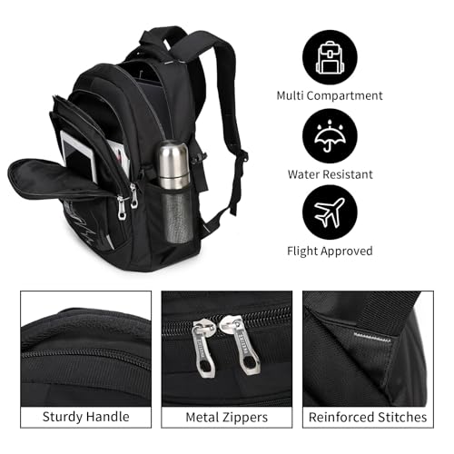 goldwheat School Backpack For Teen Boys, Lightweight Water-Resistant Boys Bookbag With Computer Compartment Fits 15.6" Laptop - color: Black-grey