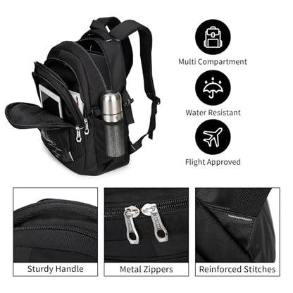 goldwheat School Backpack For Teen Boys, Lightweight Water-Resistant Boys Bookbag With Computer Compartment Fits 15.6" Laptop - color: Black-grey
