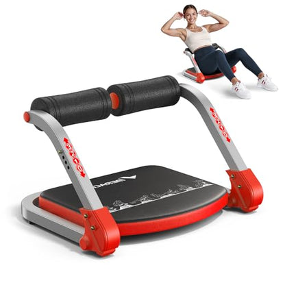 MERACH Ab Machine, Sit Up Exercise Equipment with 3 Adjustable Resistance Levels, Automatic Rebound Ab Crunch Machine for Core Workout, Ab Workout Equipment for Stomach - style: Square(Red)
