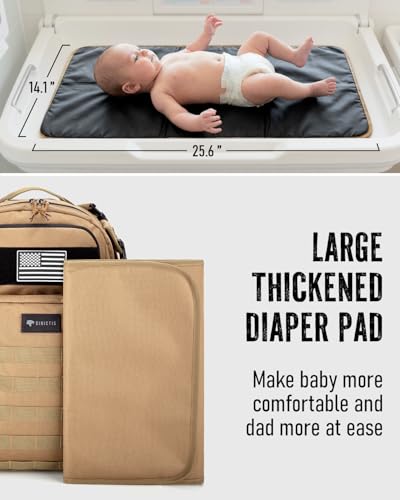 Dinictis Dad Diaper Bag, Mens Diaper Bag Backpack with Diaper Changing Mat, Military Diaper Backpack with Molle Webbing, Waterproof Pouch, Baby Wipes pocket, Insulated Bottle Pockets- Jungle Brown - color: Jungle Brown