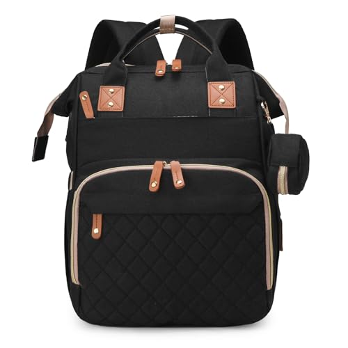 houscly Diaper Bag Backpack with Changing Station: Black Travel Baby Bags for Girls Boys Pañaleras Para Bebe Newborn Essentials Must Haves Baby Shower Gifts Baby Registry - color: 02black