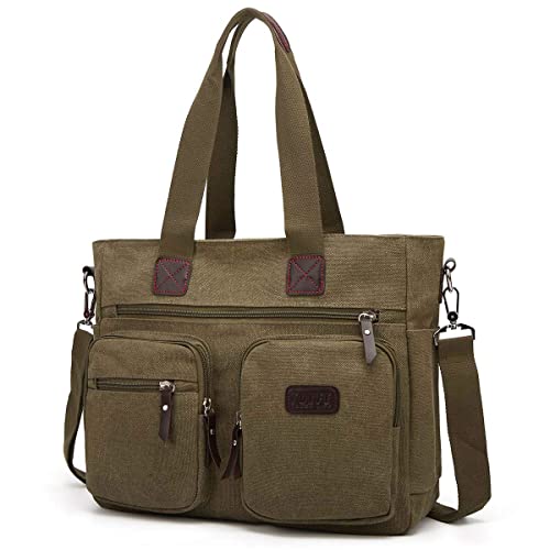 ToLFE Women Top Handle Satchel Handbags Shoulder Bag Messenger Tote Bag Purse Crossbody Bag Travel Work Tote Bag - color: New-army Green, size: Double handles with 9.1" drop