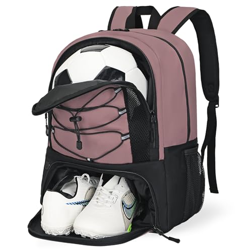 Goloni Soccer Bag, Basketball Bag with Ball Compartment & Shoe Compartment,Large Soccer Backpack for Basketball,Gym，Football - color: Brown