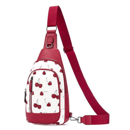 CLUCI Crossbody Bags for Women Men,Leather Sling Bag Cross Body Backpack for Woman Gifts for Women Birthday Unique - color: 1-1 Cherry