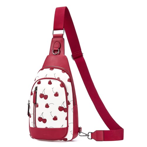 CLUCI Crossbody Bags for Women Men,Leather Sling Bag Cross Body Backpack for Woman Gifts for Women Birthday Unique - color: 1-1 Cherry