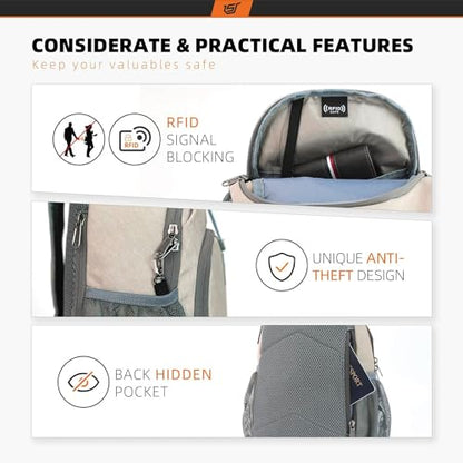 SKYSPER Sling Bag RFID Crossbody Sling Backpack Cross Body Shoulder Bag Travel Hiking Daypack for Women Men(Beige) - color: Beige