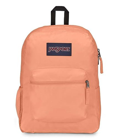 JanSport Cross Town Backpack 17" x 12.5" x 6" - Simple Bag for Everyone with 1 Main Compartment, Front Utility Pocket - Premium Class Accessories - Peach Neon - color: Peach Neon