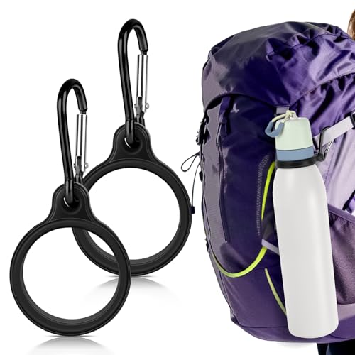 Water Bottle Clip with Carabiner, Compatible with Owala Freesip Twist 18oz/24oz, Durable Silicone Small Mouth Secure Hanging Water Bottle Holder Handle for Outdoor Hiking, Climbing, Camping - color: Black Clip