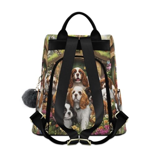ALAZA Many Flower Butterfly Charles Cavalier Dog Trips Hiking Camping Rucksack Pack for Women - color: multicolor 19