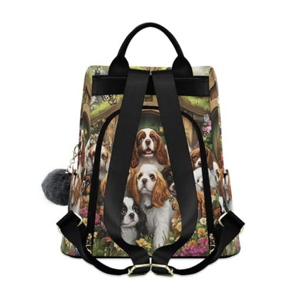 ALAZA Many Flower Butterfly Charles Cavalier Dog Trips Hiking Camping Rucksack Pack for Women - color: multicolor 19