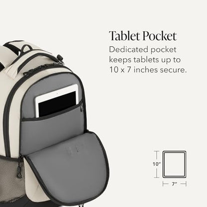 SWISSGEAR Cecil 18-Inch Laptop Backpack Fits 16-Inch Laptop, Travel Daypack with Organizer Pockets, Water Bottle Holders & Padded Straps – Cream/Black - color: Cream/Black