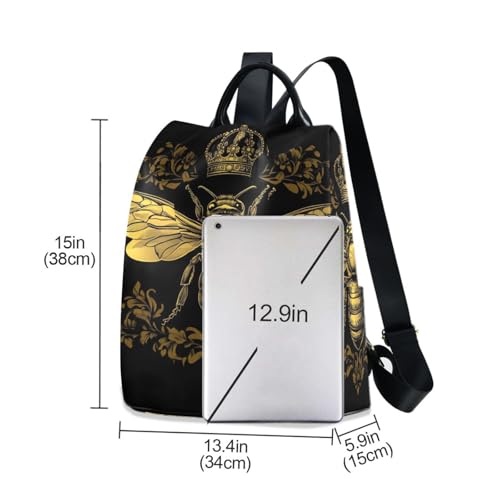 MNSRUU Backpack Womens, Anti-Theft Womens Backpack Travel Handbags Shoulder Bag Honey Bee with Wings Spread Carry On Ladies Rucksack Fashion Casual Daypack, Hairball Pendant - color: Bee I14314