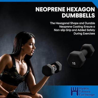 Neoprene Hexagon Dumbbells with Cast Ergo Handle (1 to 15lbs Pack of 1, 2, 4) | Durable Anti-Slip Exercise & Fitness Strength Training Free Weights for Home Gym | Black | For Men & Women - color: Black-1Lb pack of 1