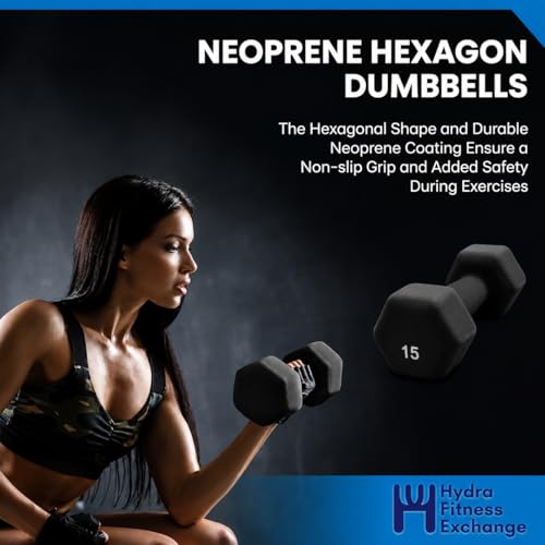 Neoprene Hexagon Dumbbells with Cast Ergo Handle (1 to 15lbs Pack of 1, 2, 4) | Durable Anti-Slip Exercise & Fitness Strength Training Free Weights for Home Gym | Black | For Men & Women - color: Black-4Lb pack of 1