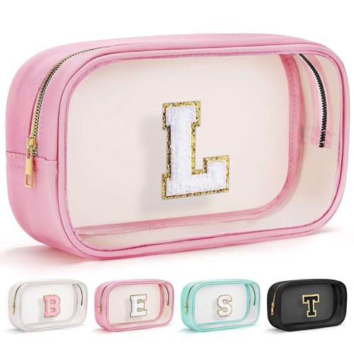 YOOLIFE Birthday Gift for Kids | Travel Makeup Bag for Girls | Pink Makeup Bag | Cosmetic Bags Gift for 7 8 9 10 11 12 Year Old Girls | Birthday Gifts Graduation Gifts Preppy Stuff Initial L - color: Large-Pink, style: L