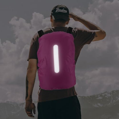 M METERXITY Backpack Rain Cover - Waterproof Lightweight Cover with Vertical Reflective Strap, Apply to Cycling/Hiking/Mountain Climbing (40-50L, M, Rose Red)