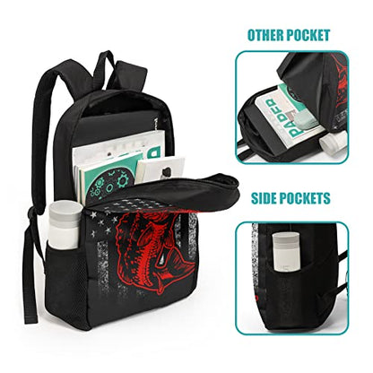 Giwawa Bass Fishing Lure Teens School Backpack Set American Flag Canvas Girls Boys School Bags Travel Bookbags 3 in 1 - color: Fishing Flag-1