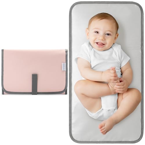 Comfy Cubs Baby Changing Pad Compact Size - Waterproof Diaper Changing Mat with Cushioned Pillow - Soft & Lightweight, Foldable Design for Travel - Stylish Design for Boys and Girls - Pink Blush - color: Pink Blush, size: Compact