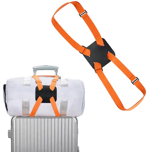 Chelmon Luggage Straps, Ajustable Elastic Bungee Belt for Suitcases, Add Extra Bag Easy and Securely for Travel (Orange) - color: Orange
