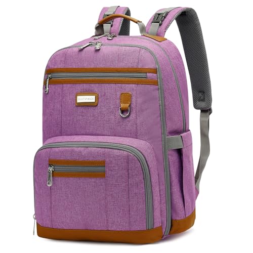 Diaper Bag Backpack, Large Baby Nappy Bags with Portable Changing Pad for Boys and GirlsMultifunction Travel Baby Bag for Moms Dads, Shower Gifts Waterproof and Stylish，Purple - color: Purple 1