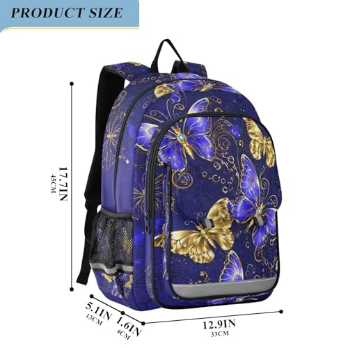 ALAZA Purple and Gold Butterfly Laptop Backpack Purse for Women Men Travel Bag Casual Daypack with Compartment & Multiple Pockets - color: Butterfly
