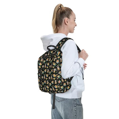 Laptop Backpack Sloth Flowers, Cushioned Back Panel, Front Zip, for Daily Commute & Outdoors - color: Picture (229)