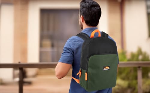 Trail maker 15 Inch Backpack for Kids, Preschool, Elementary & Middle School Students – Spacious Bookbag with Large Front Pocket, Adjustable Straps, Fits up to 13 Inch Laptop (Green) - color: Green