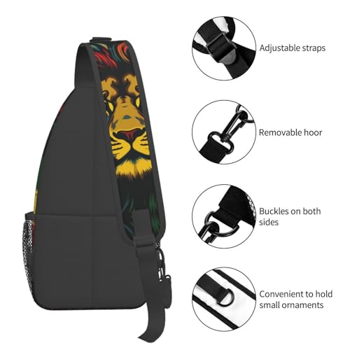 Jamaica Reggae Music Lion Outdoor Crossbody Shoulder Bag For Unisex Young Adult Hiking Bicycling - color: 1