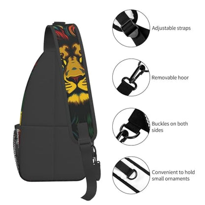 Jamaica Reggae Music Lion Outdoor Crossbody Shoulder Bag For Unisex Young Adult Hiking Bicycling - color: 1