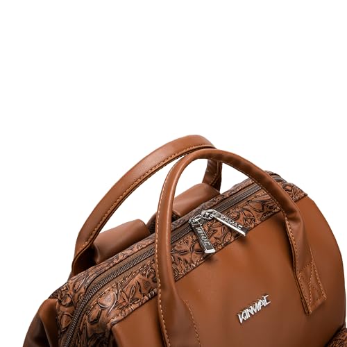 Kinmac Wide Open Style Laptop Backpack for Laptop Up to 15.6 Inch Men Women Travel Outdoor Backpack (Coffee Flower PU) - color: Coffee Flower Pu