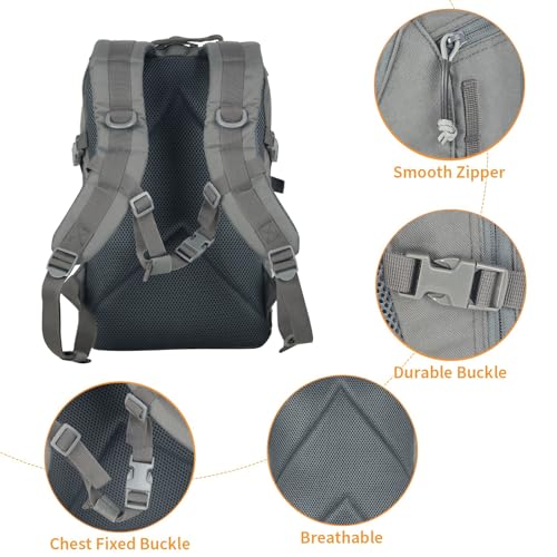 Small Tactical Backpack 12L Molle Bag Rucksack Army Daypack Military Daypack for Outdoor,Hiking (Grey) - color: Grey