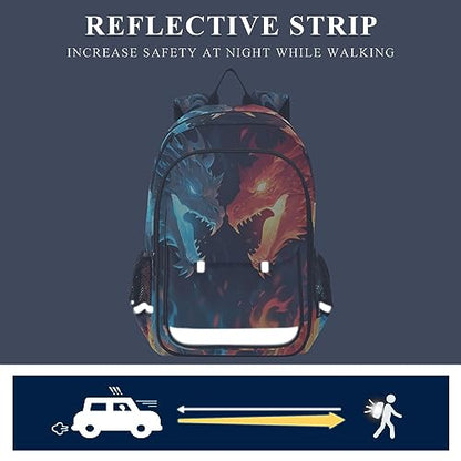 ALAZA Ice & Fire Dragons Laptop Backpack Purse for Women Men Travel Bag Casual Daypack with Compartment & Multiple Pockets - color: Angry Dragons