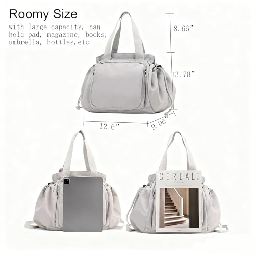 Tote Bag Large Capacity Lightweight Backpack with 15 Pockets Nylon Shoulder Bag for Car Travel Mother Bag - color: Gray