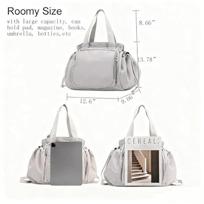 Tote Bag Large Capacity Lightweight Backpack with 15 Pockets Nylon Shoulder Bag for Car Travel Mother Bag - color: Gray