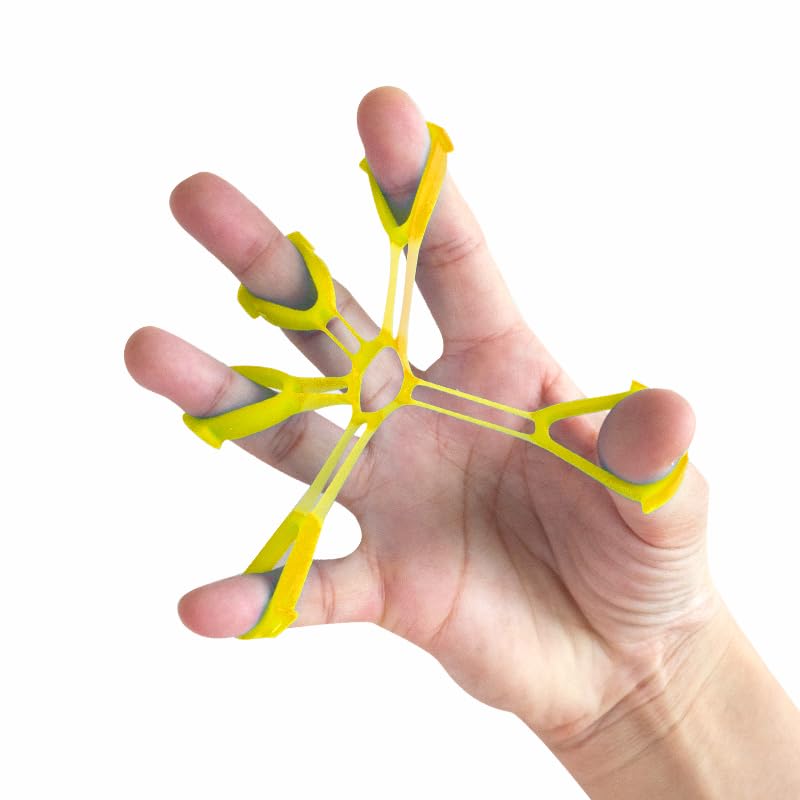Hand Exerciser Ball and Finger Stretcher, Hand Grip Strengthener Trainer, Squeeze Balls, Wrist Pain Relief (Yellow) - color: Yellow