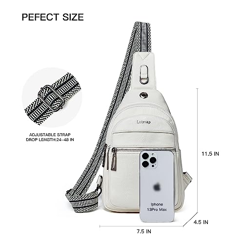 LATMAP 7L Sling Bag For Women Faux Leather Anti Theft Small Casual Daypack Backpack Fanny Pack Crossbody Chest Bags Purse Waterproof Beige - color: Beige 2