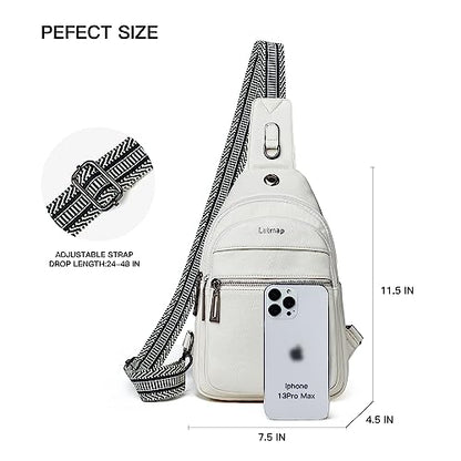 LATMAP 7L Sling Bag For Women Faux Leather Anti Theft Small Casual Daypack Backpack Fanny Pack Crossbody Chest Bags Purse Waterproof Beige - color: Beige 2