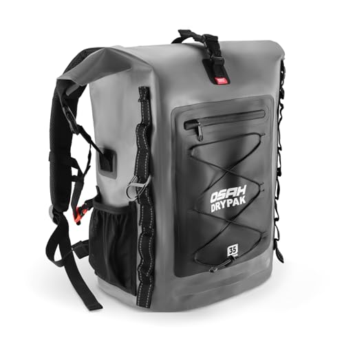 OSAH DRYPAK Waterproof Backpack Dry Bag 35L/55L/85L – Heavy Duty Roll-Top Hiking Backpack for Travel, Kayaking, Boating, Camping, Rafting and Fishing - color: Grey, size: 35L
