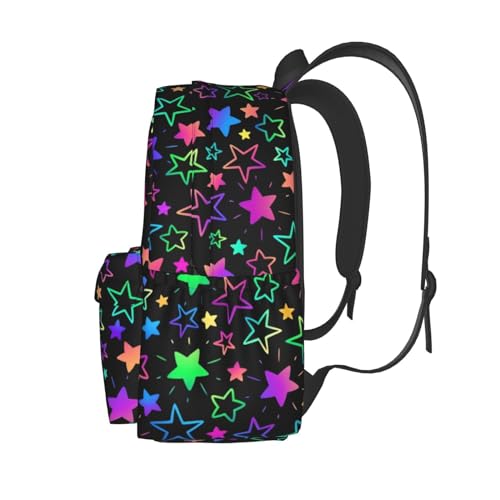 cfpolar 17 Inch Backpack Bright Neon Stars Laptop Bag Shoulder Bag School Bookbag Casual Daypack For Boys Girls - color: A4-bright Neon Stars1