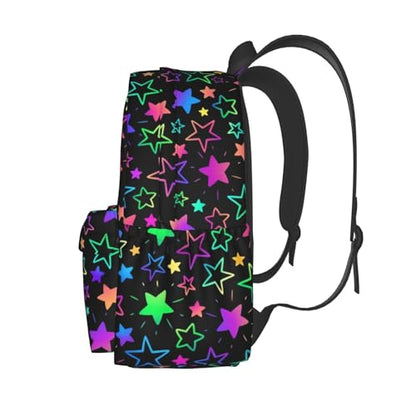 cfpolar 17 Inch Backpack Bright Neon Stars Laptop Bag Shoulder Bag School Bookbag Casual Daypack For Boys Girls - color: A4-bright Neon Stars1