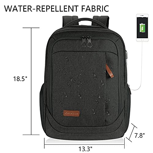 KROSER Laptop Backpack Large Computer Backpack Fits up to 17.3 Inch Laptop with USB Charging Port Water-Repellent Travel Backpack Casual Daypack for Business/College/Women/Men-Charcoal Black - color: A-charcoal Black-17.3"