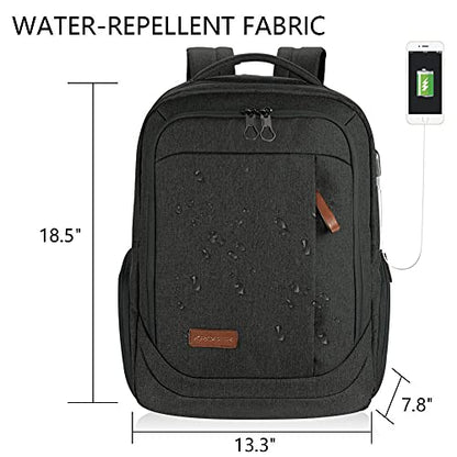 KROSER Laptop Backpack Large Computer Backpack Fits up to 17.3 Inch Laptop with USB Charging Port Water-Repellent Travel Backpack Casual Daypack for Business/College/Women/Men-Charcoal Black - color: A-charcoal Black-17.3"